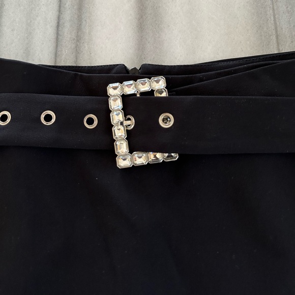 Black Crystal Rhinestone Diamond Skirt with Slit M NEW - Picture 3 of 6